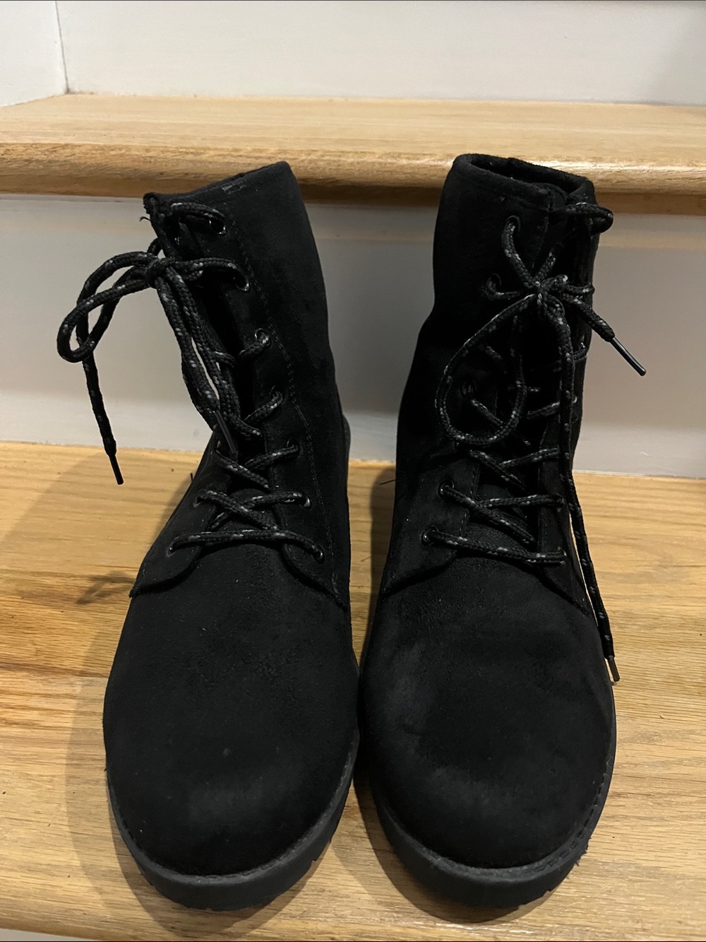 Women's Black Lace-Up Ankle Boots - Classic Suede Style